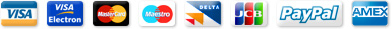 Visa, MasterCard, Delta, JCB, Maestro, Paypal, American Express accepted